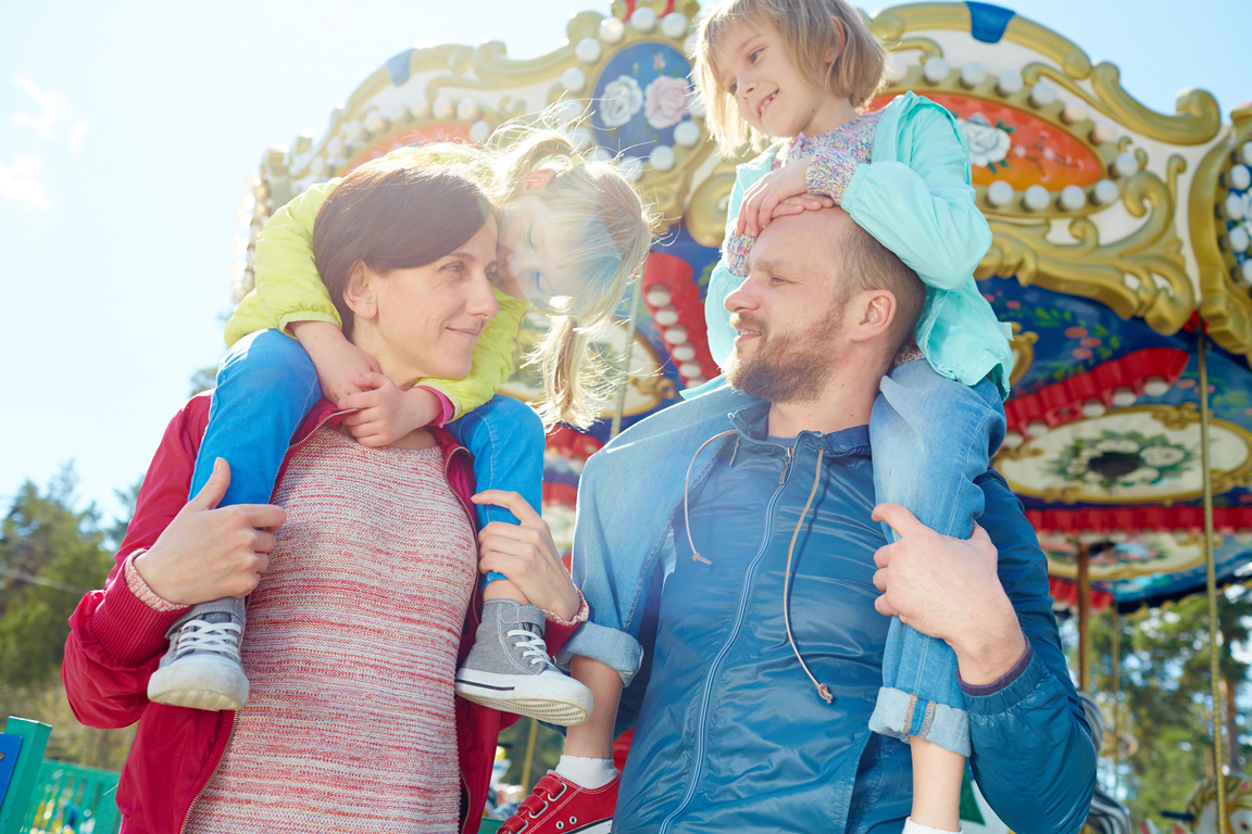 Family in amusement park